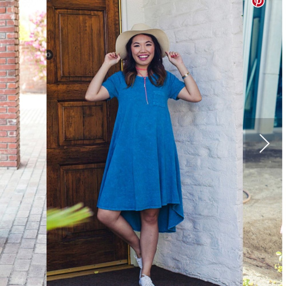 LuLaRoe Dress Carly Swing Blue Teal Convertible